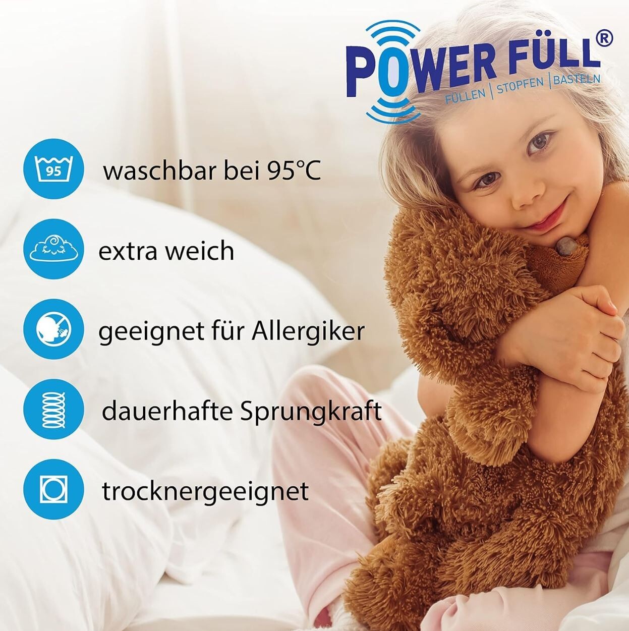 Füllwatte Power Füll Weiß 1kg Ökotex 100 Bastelwatte Stopfmaterial Kissenfüllung