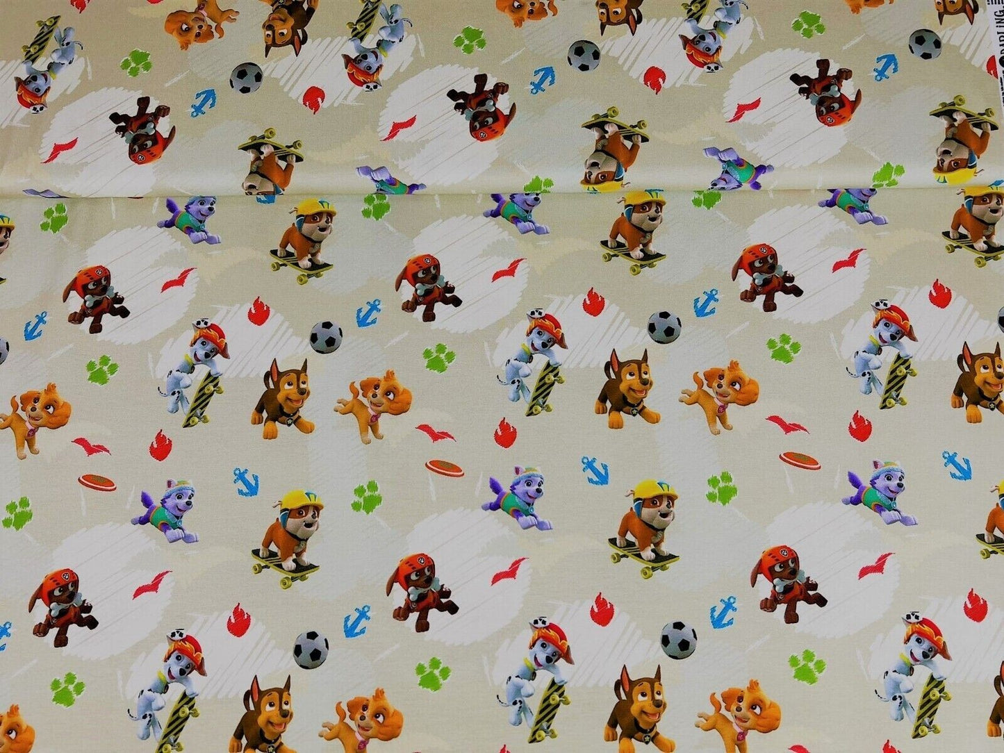 Baumwoll Jersey Stoff Paw Patrol beige - Preis gilt für 0,50m Lizenzstoffe
