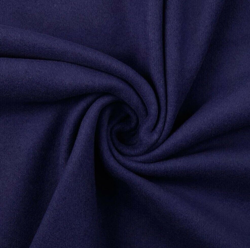 Bio Baumwoll Fleece Stoff uni marine Organic Baumwolle - Preis gilt für 0,50m