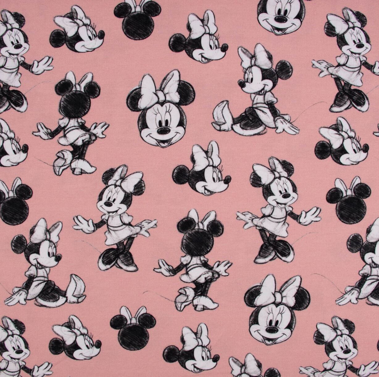 Baumwolle Jersey Stoff Minnie Maus rosa - Preis für 0,50m Lizenzstoffe Disney