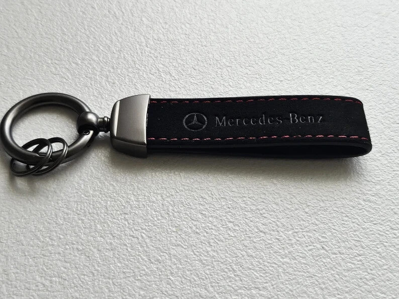 Mercedes-Benz Schlüsselanhänger Wildleder Keyring Alcantara Karabinerhaken rund