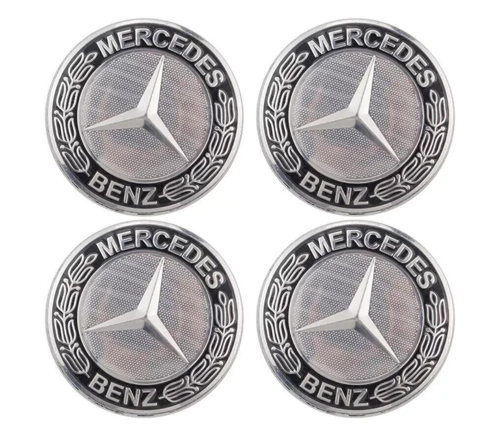 4x 75mm für Mercedes Benz Nabenkappen Felgendeckel schwarz Stern Radnabendeckel