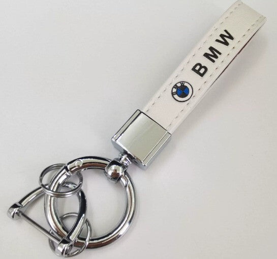 Mercedes Audi BMW Schlüsselanhänger weiß Leder Karabinerhaken Auto Anhänger Key