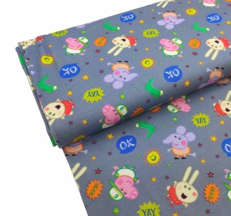 Baumwolljersey Stoff Peppa Wutz - Preis gilt für 0,50m Disney Lizenzstoffe