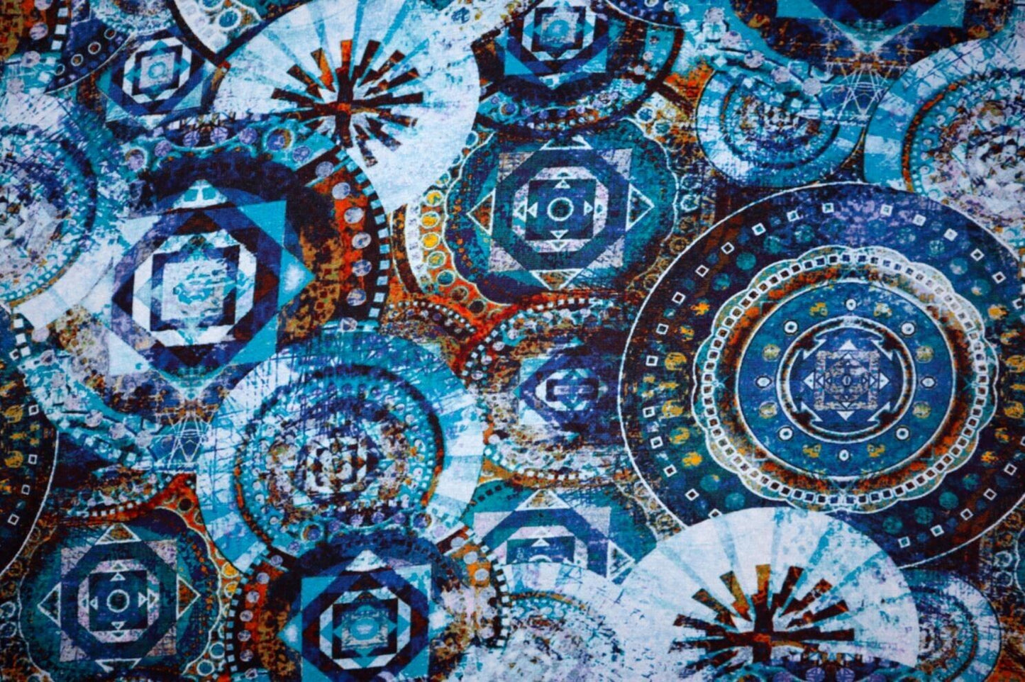 Baumwolljersey Mandala Ethno Style Muster (9,90 €/m) 150 cm breit Digitaldruck