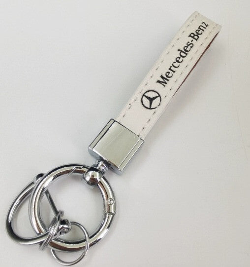 Mercedes Audi BMW Schlüsselanhänger weiß Leder Karabinerhaken Auto Anhänger Key