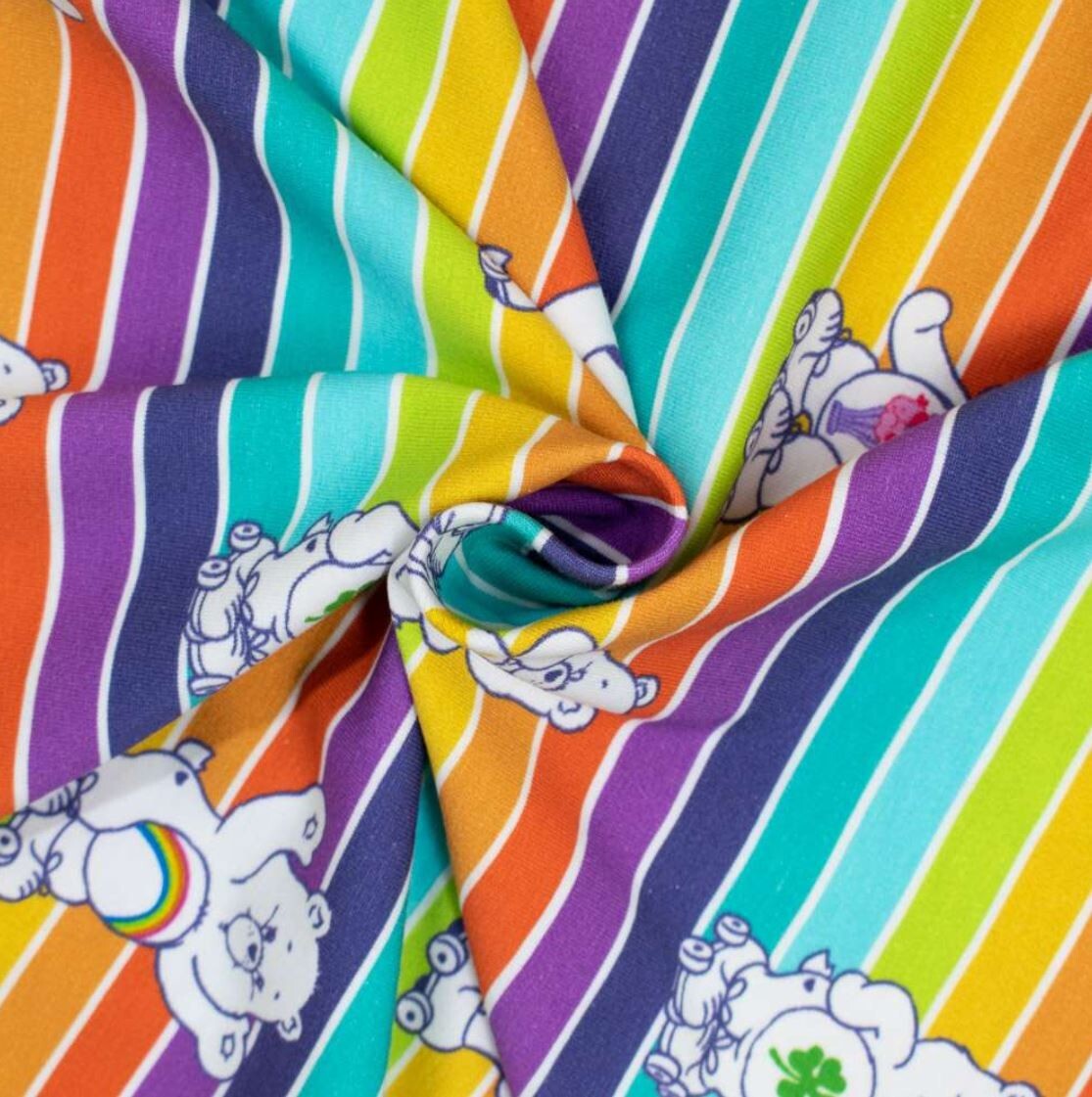 Baumwoll Jersey Glücksbärchis Regenbogen Streifen - Preis für 0,50m Lizenzstoff