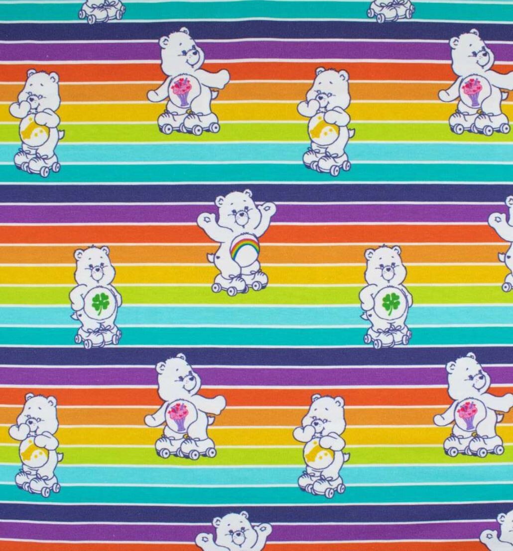 Baumwoll Jersey Glücksbärchis Regenbogen Streifen - Preis für 0,50m Lizenzstoff