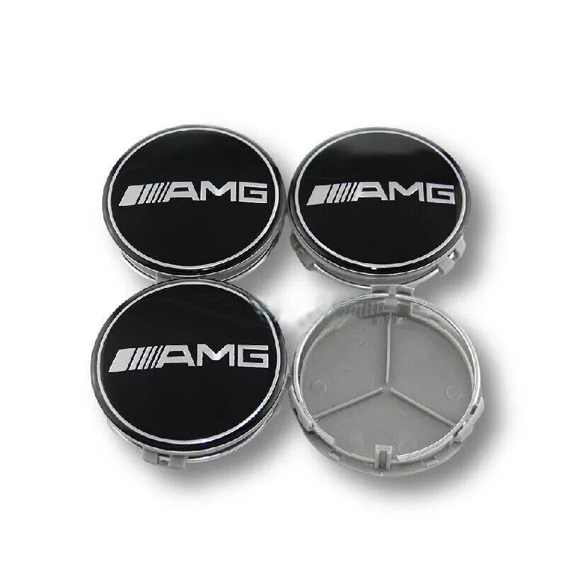 Radnabenkappen Radnaben für Mercedes-Benz 4x75mm AMG Nabenabdeckung schwarz