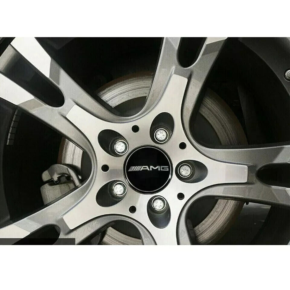 Radnabenkappen Radnaben für Mercedes-Benz 4x75mm AMG Nabenabdeckung schwarz