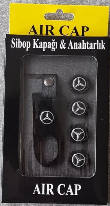 Mercedes Schlüsselanhänger + 4 Ventilkappen Luftkappen Geschenkset Raddeckel