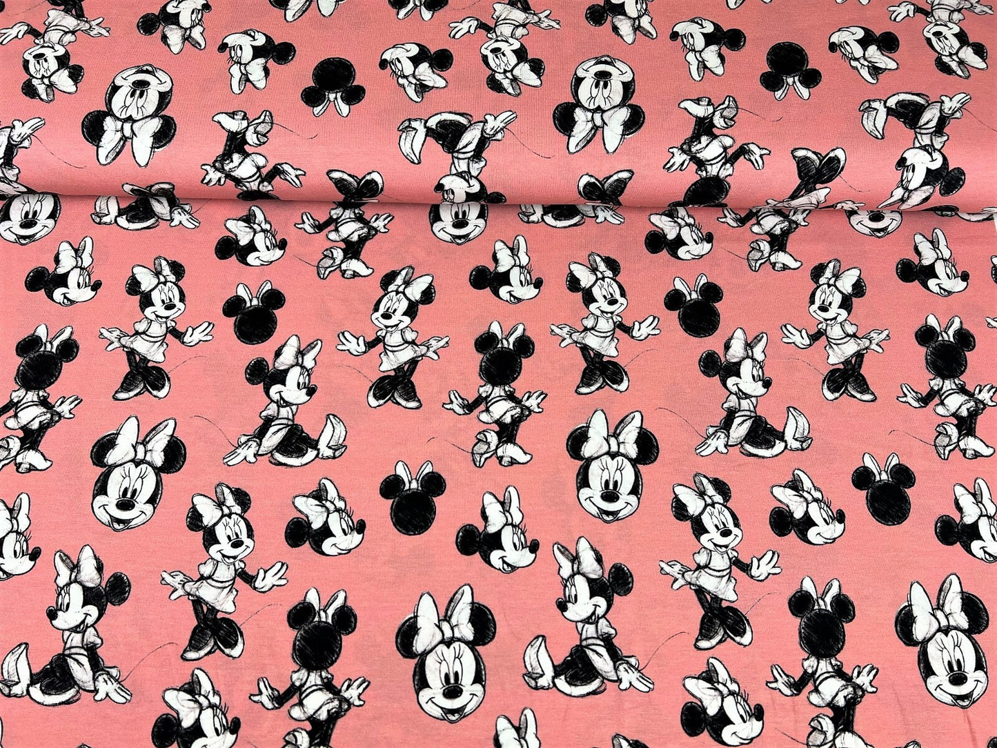 Baumwolle Jersey Stoff Minnie Maus rosa - Preis für 0,50m Lizenzstoffe Disney