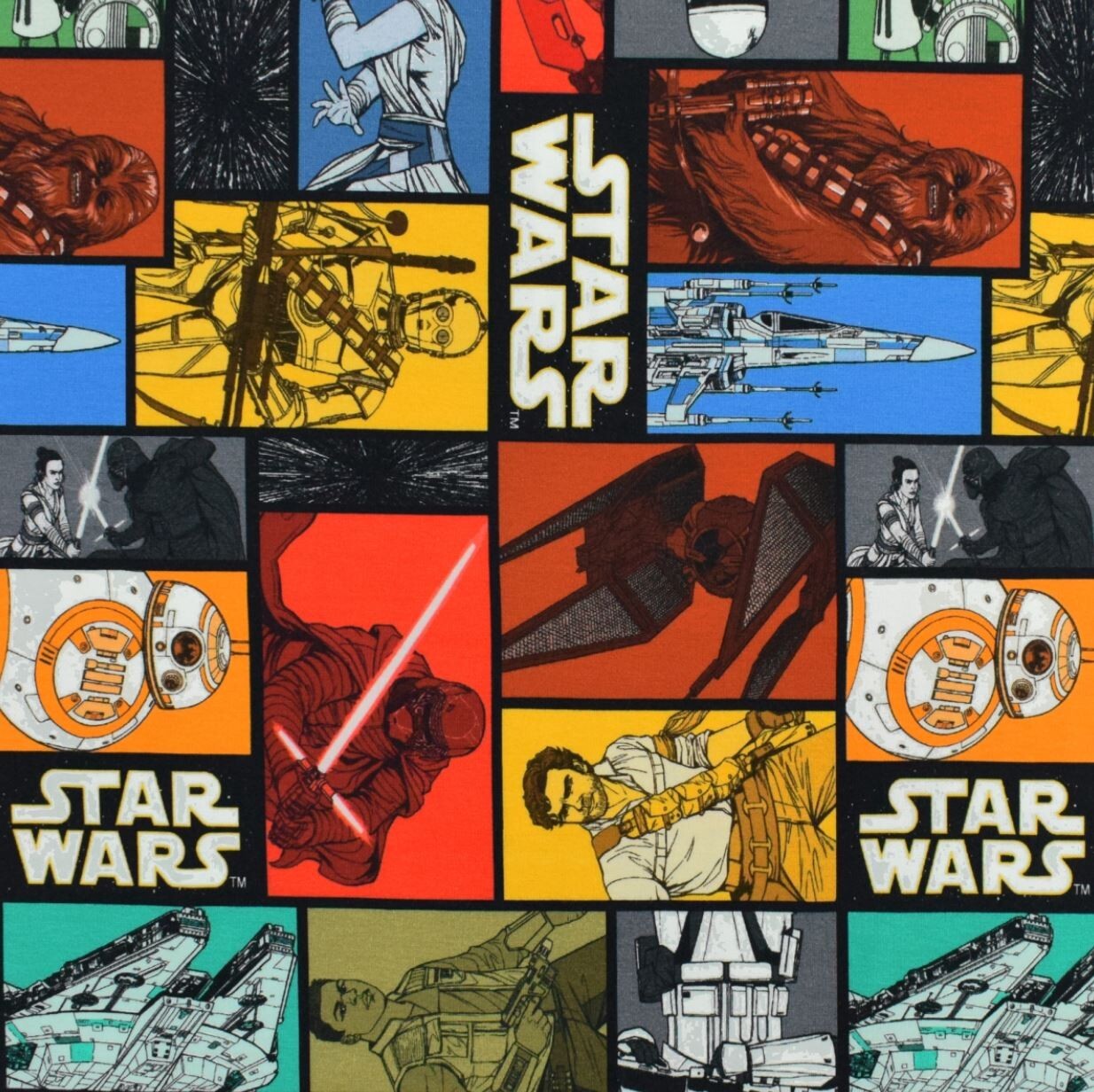 Jersey Stoff Star Wars, Darth Vader, Storm Trooper, bunt (Meterware ab 0,50m)