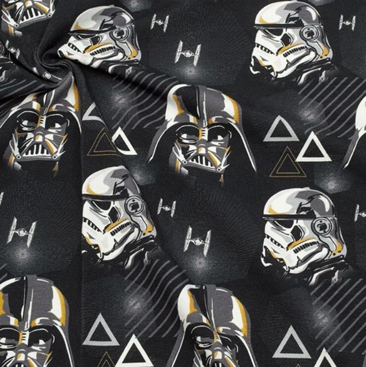Jersey Stoff Star Wars, Darth Vader, Storm Trooper, schwarz (Meterware ab 0,50m)