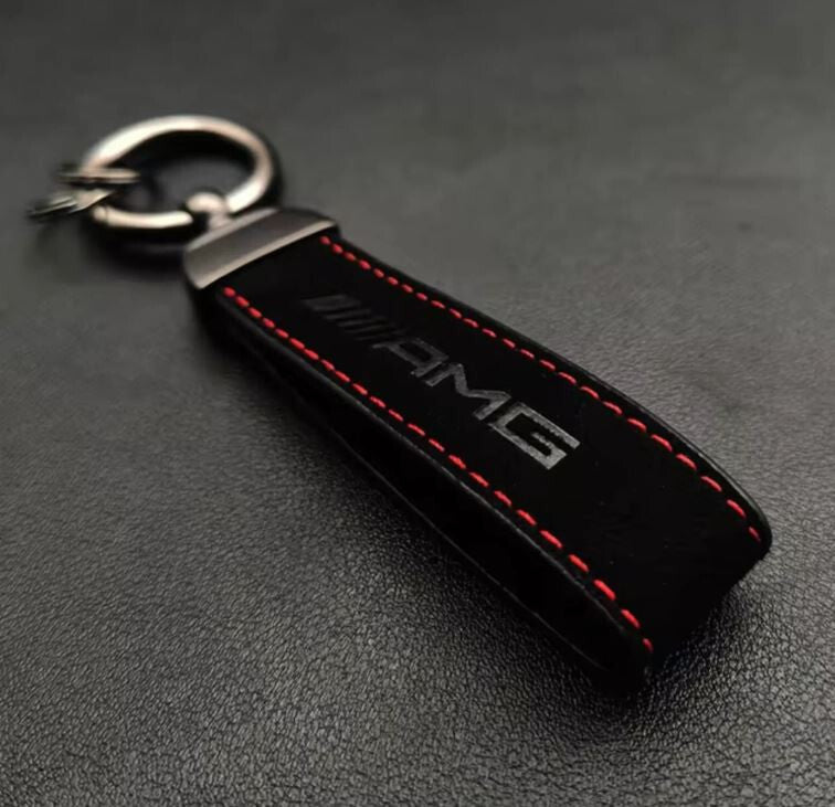 Mercedes-Benz AMG Schlüsselanhänger Wildleder Keyring Alcantara rote Naht