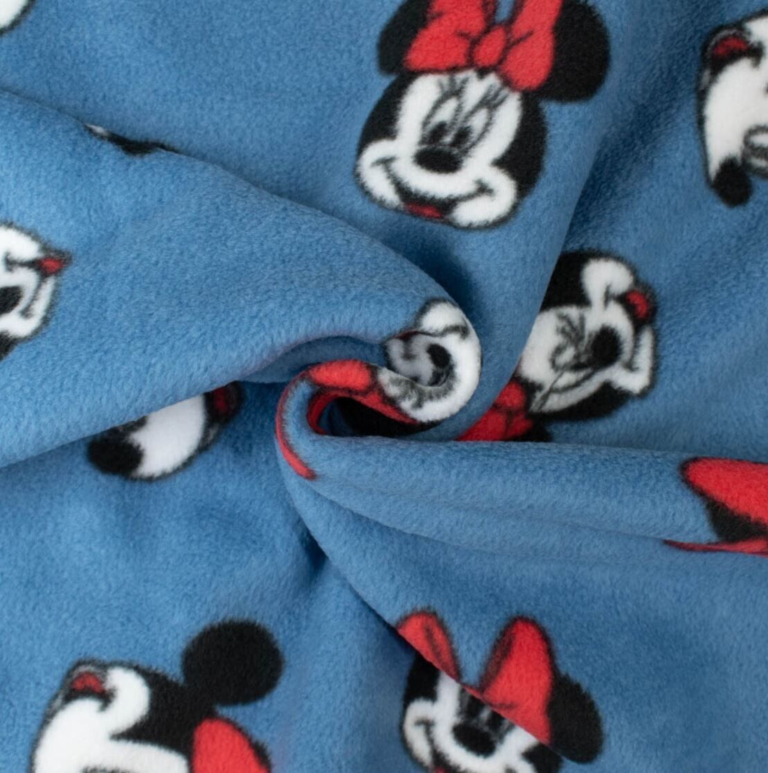 Polarfleece Minnie Maus Stoff blau - Preis für 0,50m Disney Lizenzstoffe Fleece
