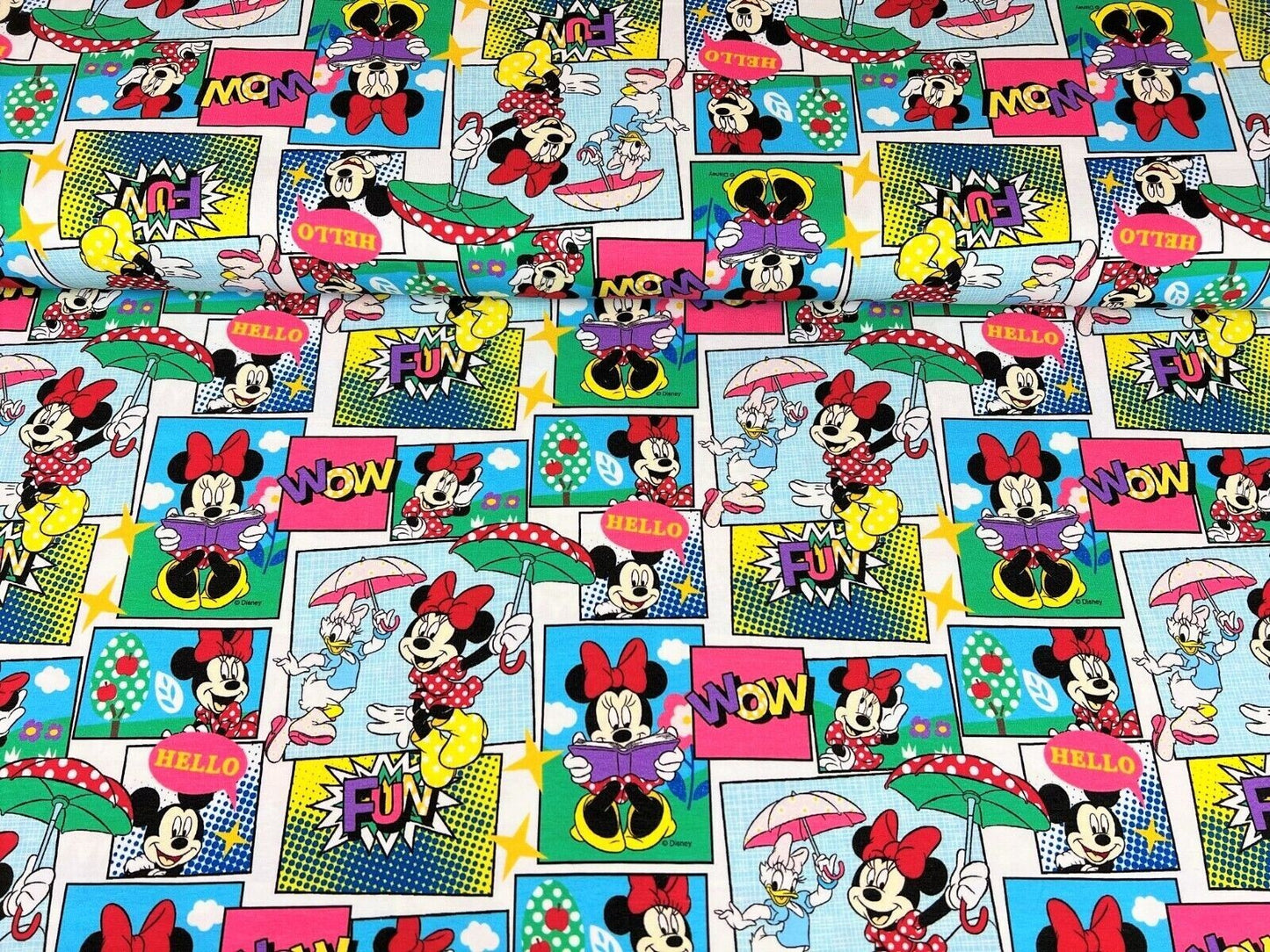 Baumwoll Jersey Stoff Mickey Maus Minnie Disney - Preis für 0,50m Lizenzstoffe