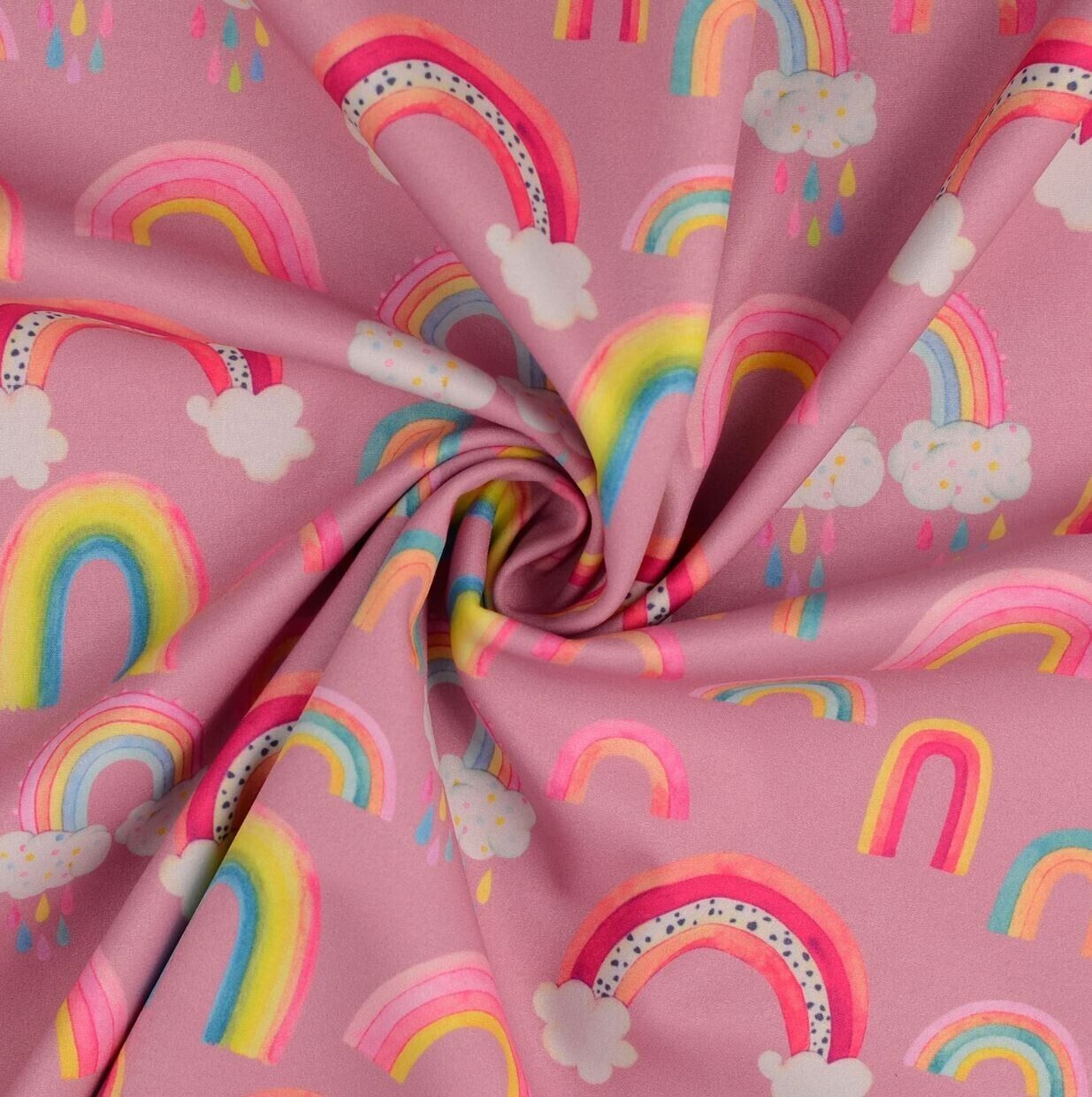 Softshell Stoff Regenbogen rosa Digitaldruck - Preis gilt für 0,50m Regenbögen