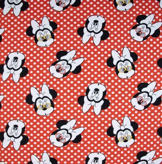 Baumwolle Jersey Stoff Minnie Maus Tupfen rot - Preis für 0,50m Lizenzstoffe