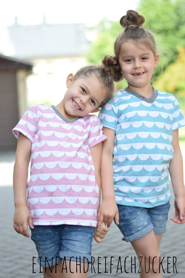 FADENKÄFER Papier Schnittmuster Basicshirt Kinder Größe 74 bis 164 Neu