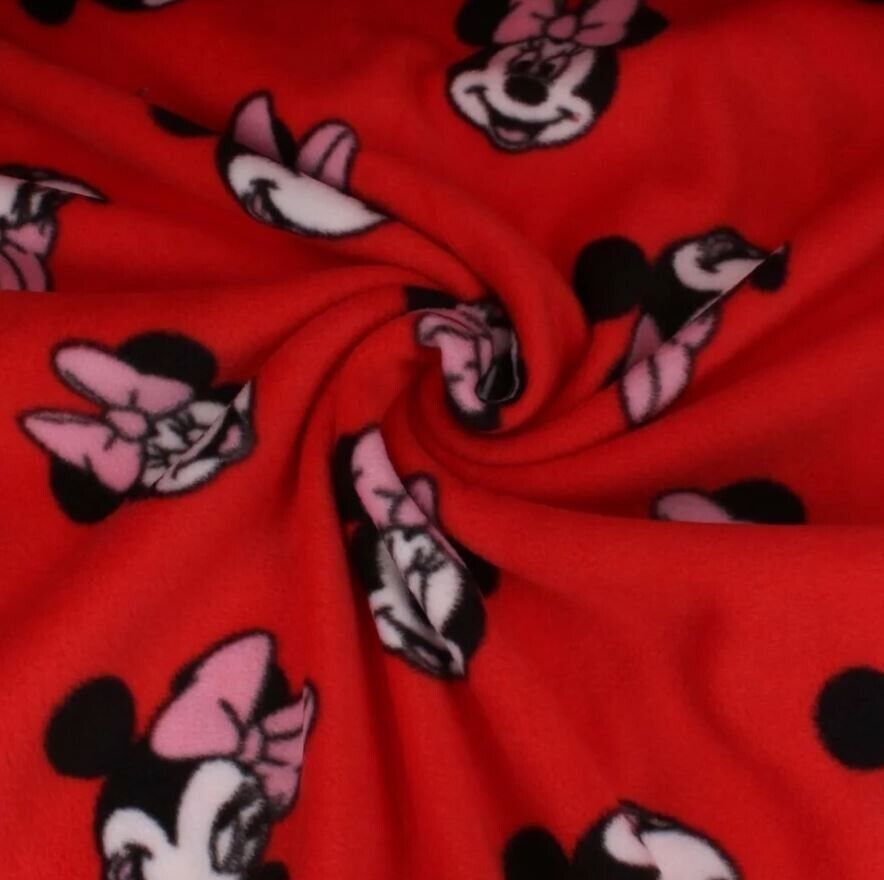 Polarfleece Minnie Maus Stoff rot - Preis für 0,50m Disney Lizenzstoffe Fleece