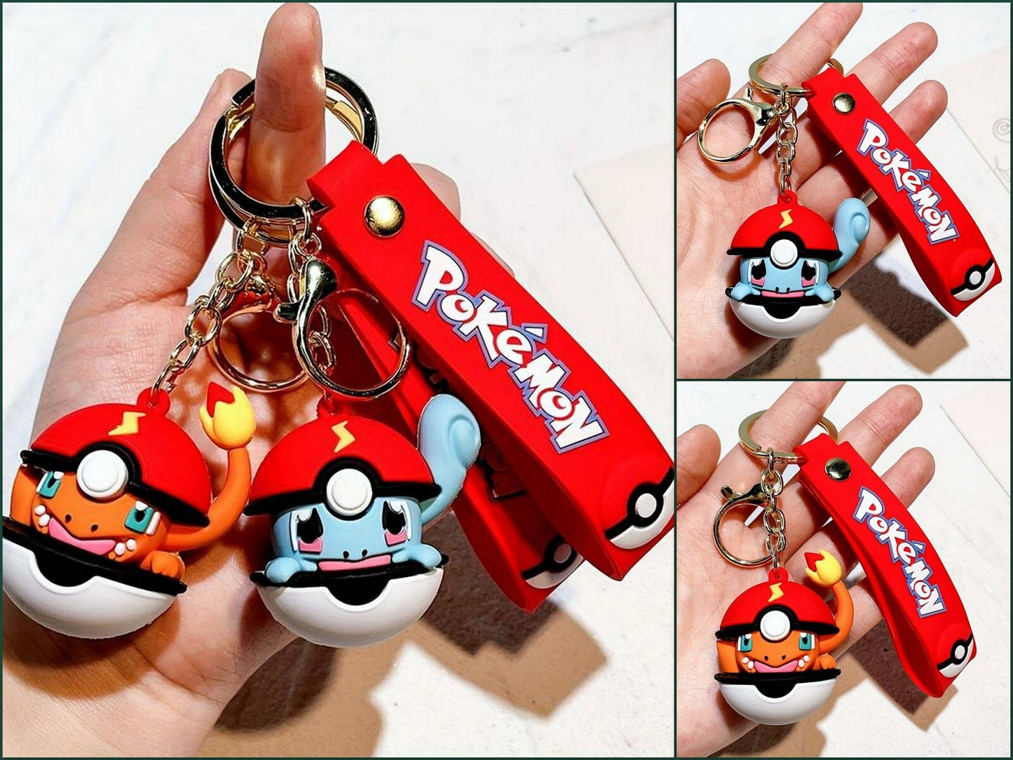 Pokemon Schlüsselanhänger inkl. Schlüsselband Pikachu Glumanda Shiggy Pokémon GO