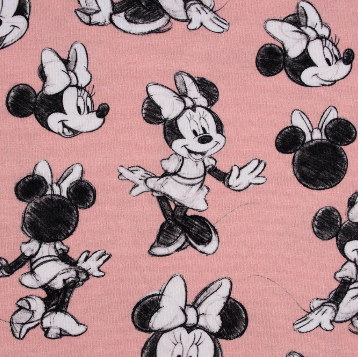 Baumwolle Jersey Stoff Minnie Maus rosa - Preis für 0,50m Lizenzstoffe Disney