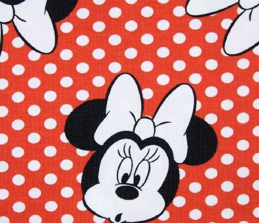 Baumwolle Jersey Stoff Minnie Maus Tupfen rot - Preis für 0,50m Lizenzstoffe