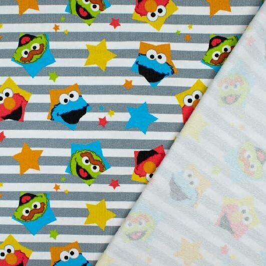 French Terry Stoff Sesamstraße Krümelmonster - Preis für 0,50m Lizenzstoffe