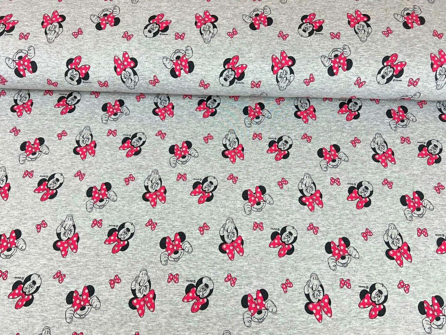 French Terry Stoff Minnie Maus rosa Schleife Preis für 0,50m Disney Lizenzstoffe