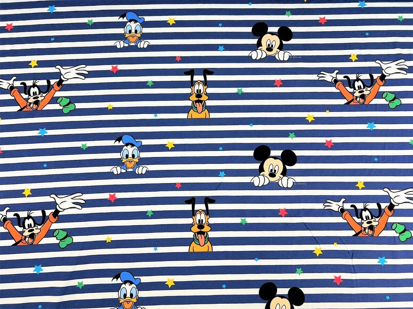 Baumwolle Jersey Stoff Mickey Maus bunt gestreift Preis für 0,50m Lizenzstoffe