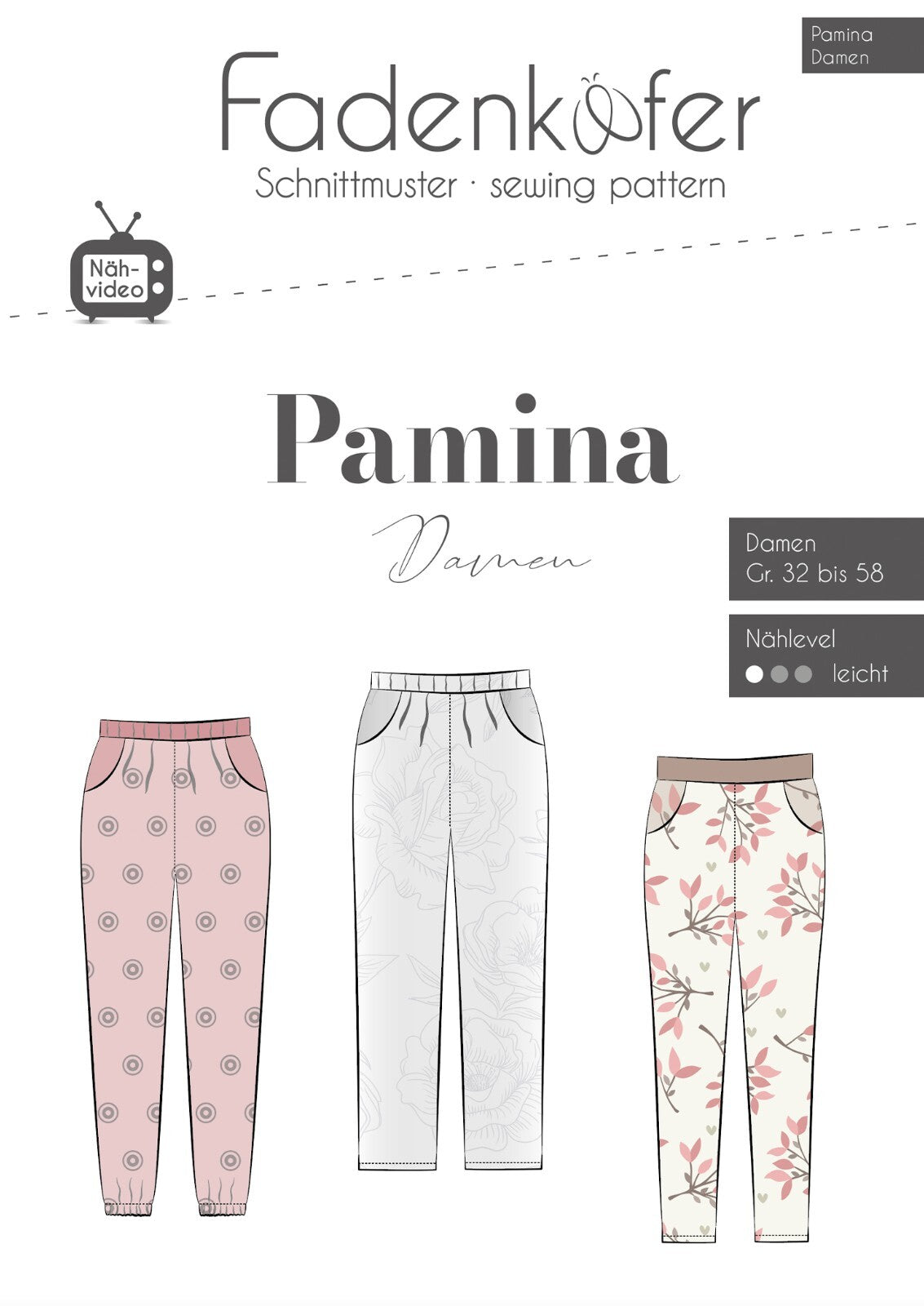 FADENKÄFER Papier Schnittmuster Pamina Damen Größe 32 bis 58 Neu