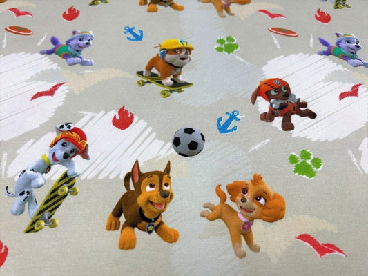 Baumwoll Jersey Stoff Paw Patrol beige - Preis gilt für 0,50m Lizenzstoffe