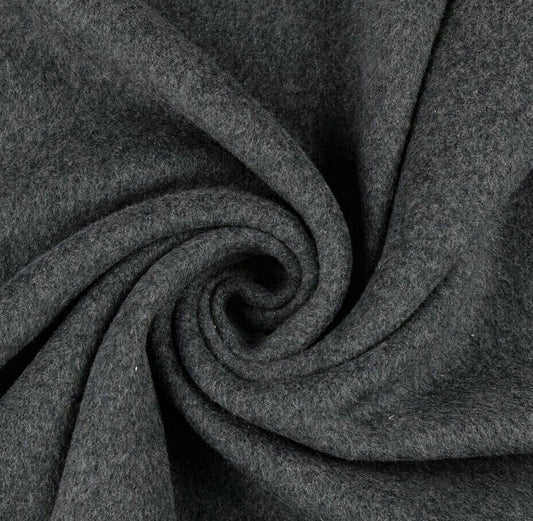 Bio Baumwoll Fleece Stoff uni anthrazit Organic Baumwolle - Preis gilt für 0,50m