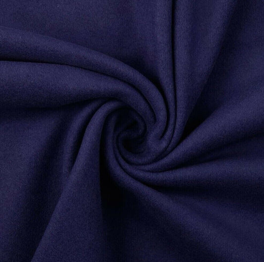 Bio Baumwoll Fleece Stoff uni marine Organic Baumwolle - Preis gilt für 0,50m