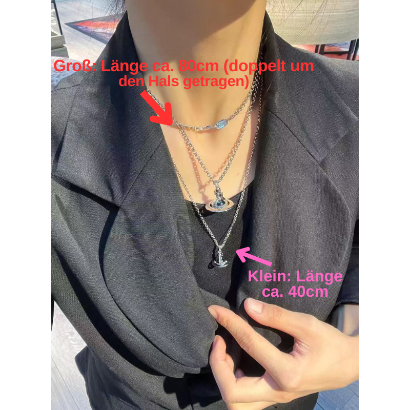 Vivienne Westwood Halskette Silber Gold Diamanten Planet Saturn Globus Vivien