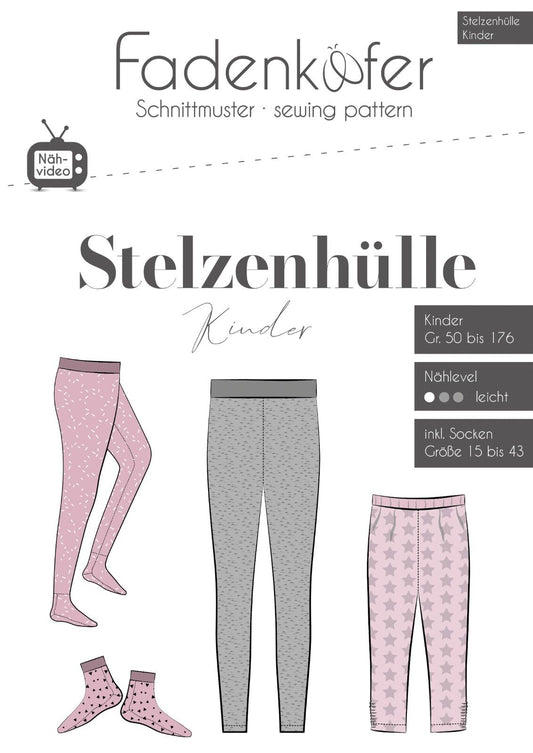 FADENKÄFER Papier Schnittmuster Stelzenhülle Kinder Größe 50 bis 176 Neu leicht