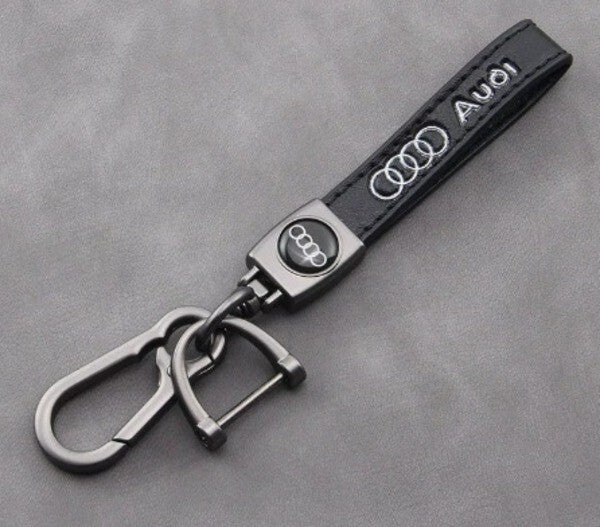 Audi Leder Schlüsselanhänger Metall Anhänger Karabinerhaken matt Audi ...