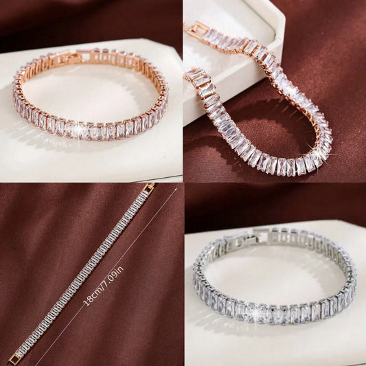 18K Vergoldet Damen Armreif Modeschmuck Rosegold Silber Zirkonia Strasssteine