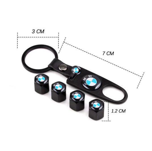 BMW Schlüsselanhänger + 4 Ventilkappen Luftkappen Geschenkset Raddeckel schwarz