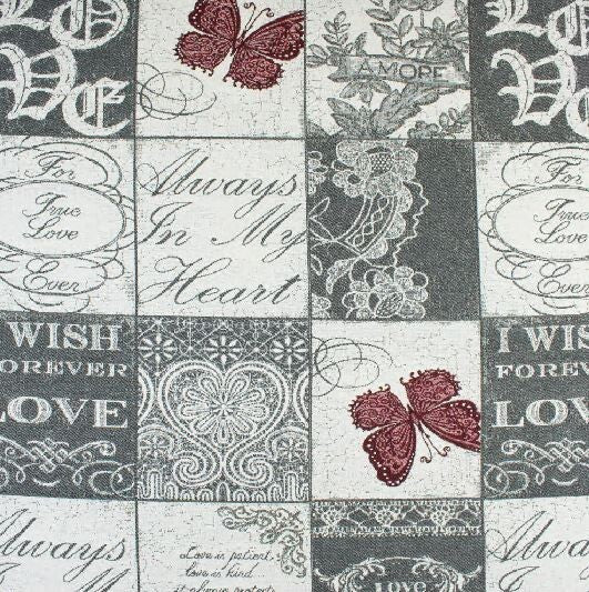GOBELIN Stoff Dekostoff Taschenstoff Kissen Polster Patchwork Liebe EUR 15,99/m