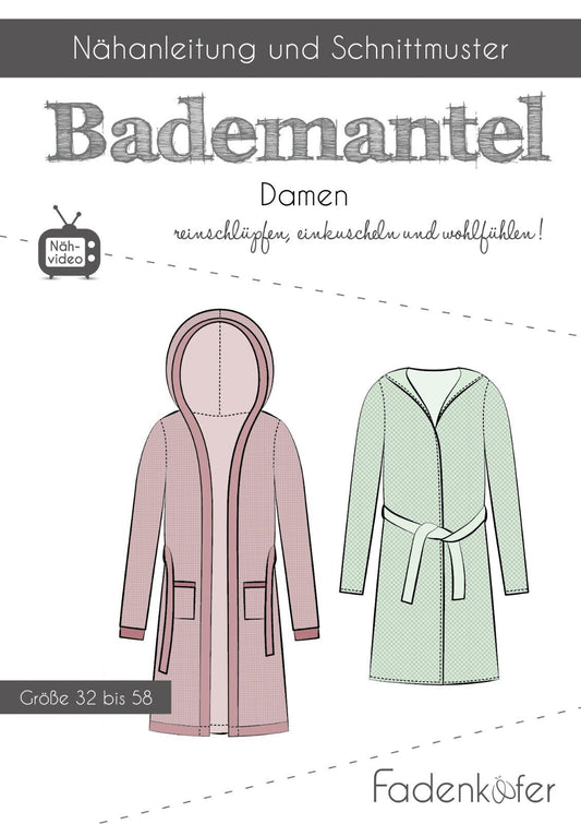 FADENKÄFER Papier Schnittmuster Bademantel Damen Größe 32 bis 58 Neu Fadenkäfer