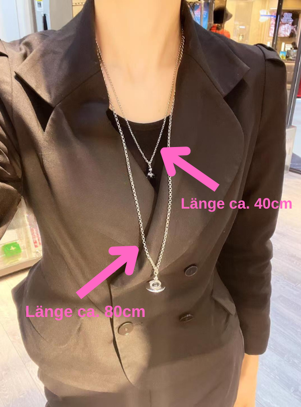 Vivienne Westwood Halskette Silber Gold Diamanten Planet Saturn Globus Vivien