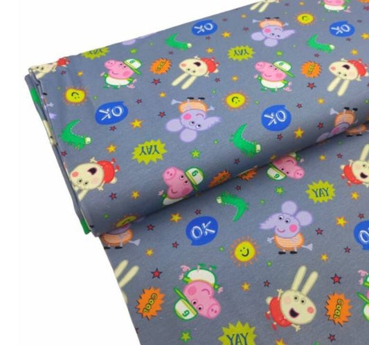 Baumwolljersey Stoff Peppa Wutz - Preis gilt für 0,50m Disney Lizenzstoffe