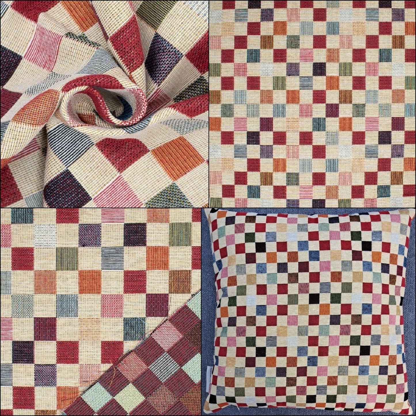 GOBELIN Stoff Dekostoff Taschenstoff Kissen Polster Karo Quadrate EUR 15,99/m