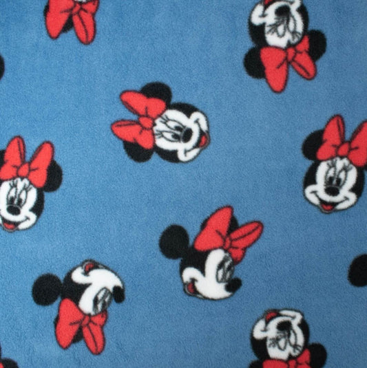 Polarfleece Minnie Maus Stoff blau - Preis für 0,50m Disney Lizenzstoffe Fleece