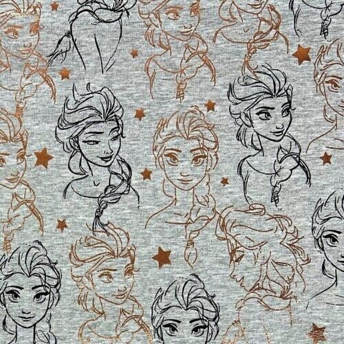 French Terry Stoff Anna und Elsa Disney Eiskönigin - Preis für 0,5m Lizenzstoffe