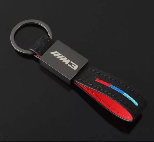 BMW M3 Schlüsselanhänger Hochwertig Keychain Stoff Schwarz rot mit M-Farben