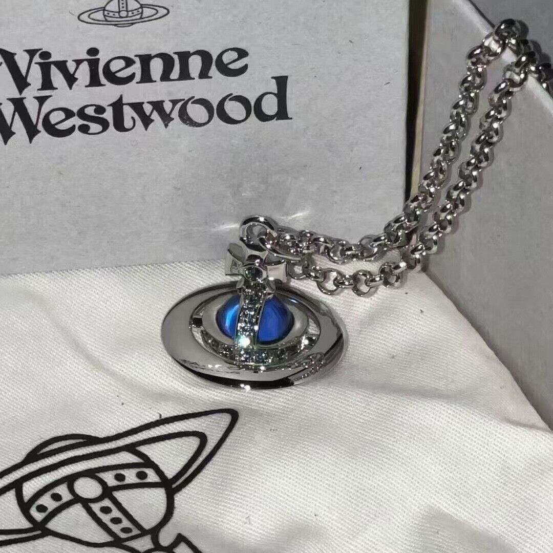 Vivienne Westwood Halskette Silber Gold Diamanten Planet Saturn Globus Vivien