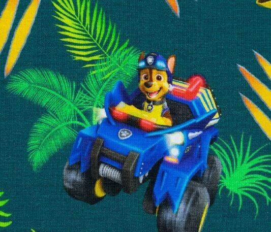 Baumwoll Jersey Stoff Paw Patrol Autos grün - Preis gilt für 0,50m Lizenzstoffe